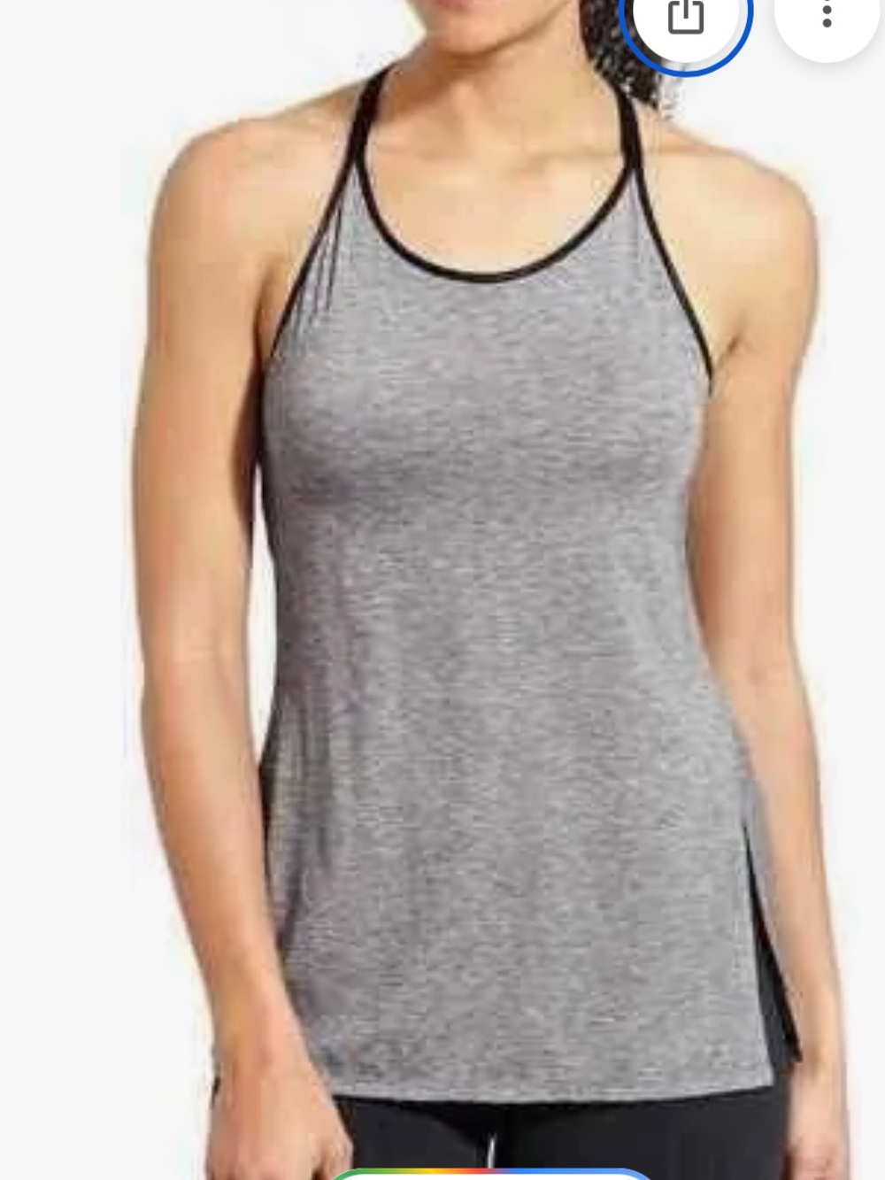 Athleta Essence Satin Mesh RacerBack Tank with tie waist Grey and Black Medium